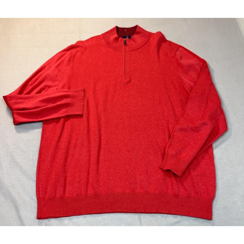Brooks Brothers Sweater Quarter Zip Sweatshirt Mens XXL 2XL Red Pullover Jumper